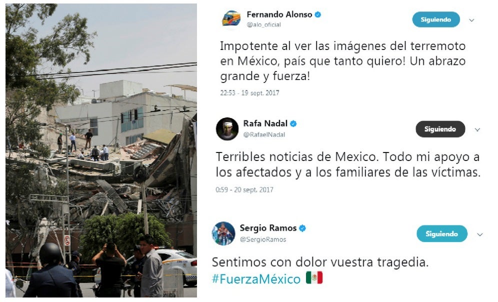 El mundo del deporte se solidariza con las víctimas del terremoto de México El mundo del deporte se solidariza con las víctimas del terremoto de México