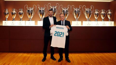 Benzema, junto a Florentino P&eacute;rez