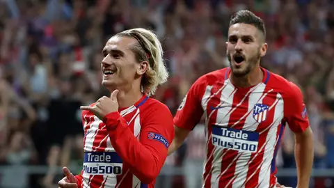 Griezmann hace su celebración tras batir desde los once metros a Courtois Griezmann hace su celebración tras batir desde los once metros a Courtois