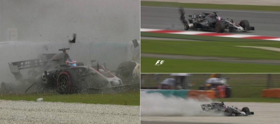 El accidente de Grosjean en Malasia El accidente de Grosjean en Malasia