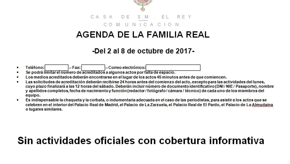 Agenda de la Casa Real Agenda de la Casa Real