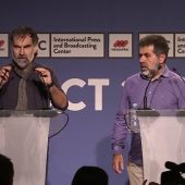 Jordi Cuixart, presidente de Òmnium Cultural, y Jordi Sánchez, líder de ANC