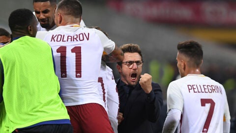 Eusebio di Francesco celebra la victoria de la Roma