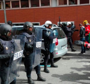 La Policía Nacional en una manifestación en Cataluña La Policía Nacional en una manifestación en Cataluña