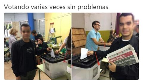 Sociedad Civil Catalana publica im&aacute;genes de ciudadanos votando varias veces en colegios distintos