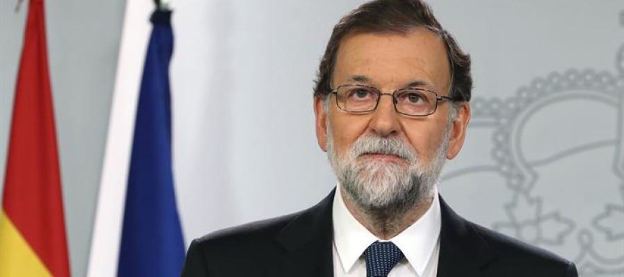 El presidente del Gobierno, Mariano Rajoy, durante la declaración institucional celebrada en La Moncloa El presidente del Gobierno, Mariano Rajoy, durante la declaración institucional celebrada en La Moncloa