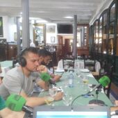 Manel Recio, entrenador del Malagueño, en la Taberna Cantarrana