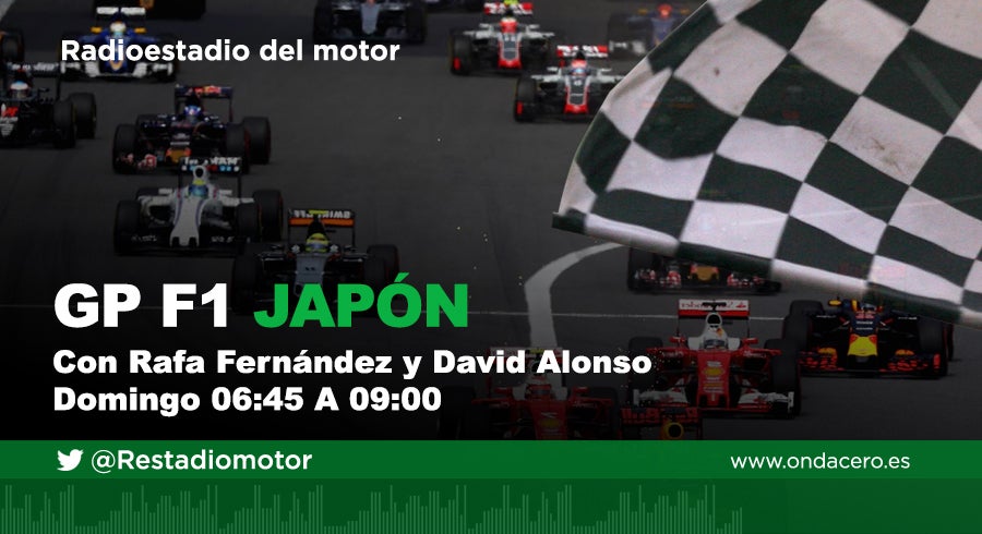 Escucha en directo el Gran Premio de Japón de Fórmula 1 a través de la Onda Media (954 am), ondacero.es y la APP de Onda Cero Escucha en directo el Gran Premio de Japón de Fórmula 1 a través de la Onda Media (954 am), ondacero.es y la APP de Onda Cero