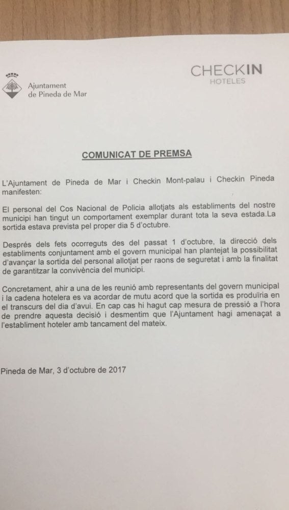 El comunicado del Ayuntamiento y los hoteles