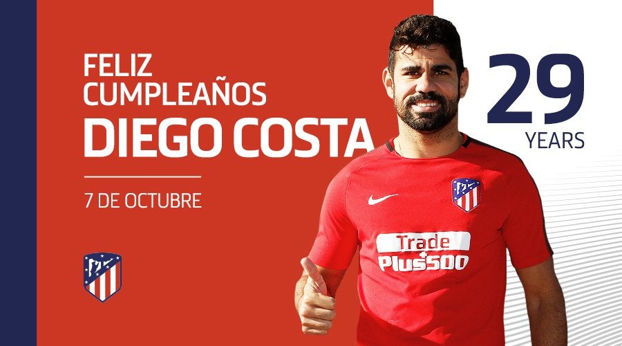 El Atlético felicita a Diego Costa por su 29 cumpleaños en la temporada de su 'reencuentro' El Atlético felicita a Diego Costa por su 29 cumpleaños en la temporada de su 'reencuentro'