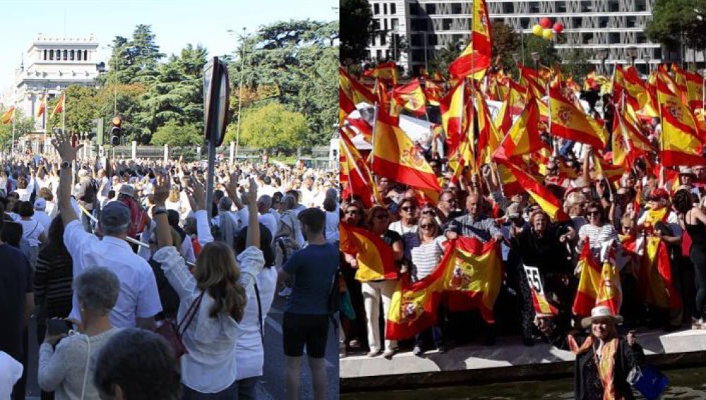 Banderas blancas y rojigualdas invaden Madrid por el diálogo y la unidad de España