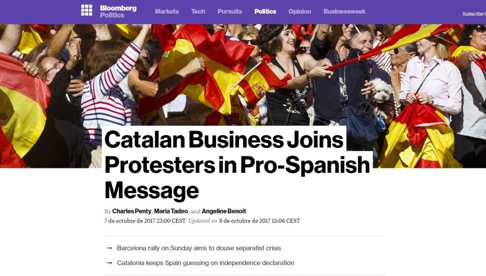 Bloomberg se hace eco de la situación catalana