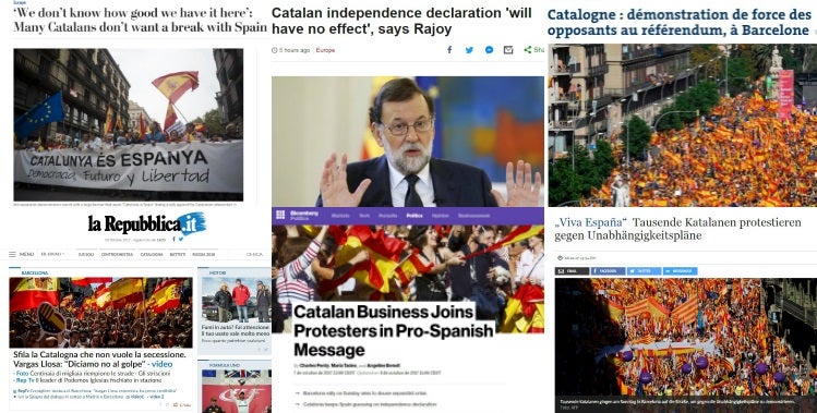 Los medios internacionales se hacen eco de la manifestación en Barcelona Los medios internacionales se hacen eco de la manifestación en Barcelona