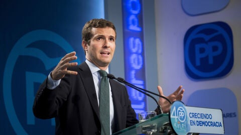 Pablo Casado en rueda de prensa