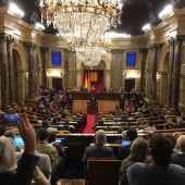 El parlamento de Cataluña durante el discurso de Puigdemont