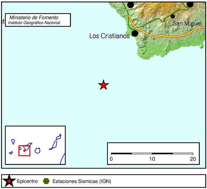 Un terremoto de 4 grados sacude el sur de Tenerife Un terremoto de 4 grados sacude el sur de Tenerife