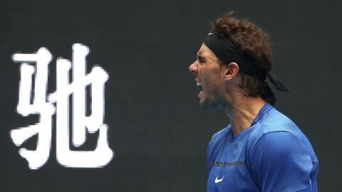 Rafa Nadal en pleno partido