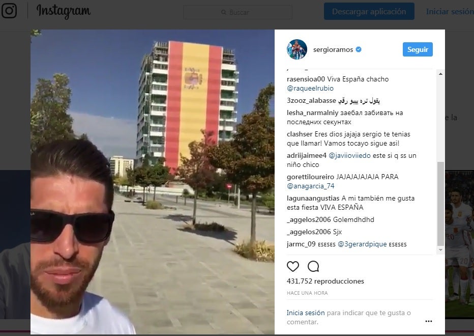 Sergio Ramos presume de ser español: "Orgulloso de nuestra bandera" Sergio Ramos presume de ser español: "Orgulloso de nuestra bandera"