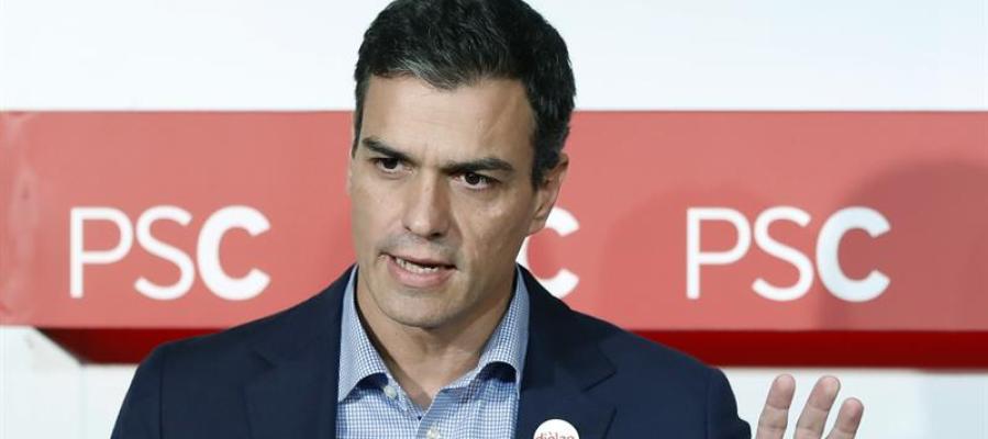 El secretario general del PSOE, Pedro Sánchez, durante una rueda de prensa El secretario general del PSOE, Pedro Sánchez, durante una rueda de prensa