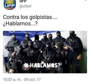 Tweet publicado por la UFP Tweet publicado por la UFP
