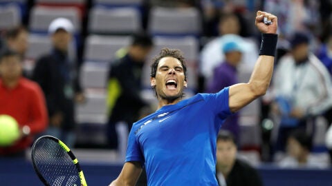Rafa Nadal celebra con orgullo una victoria en el Masters de Shangh&aacute;i