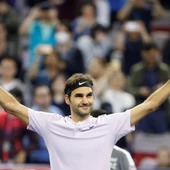 Federer celebra la victoria contra Del Potro Federer celebra la victoria contra Del Potro
