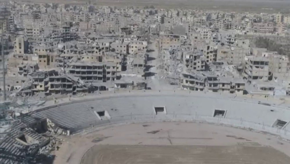 Imagen desde el cielo de la capital de Daesh en Siria