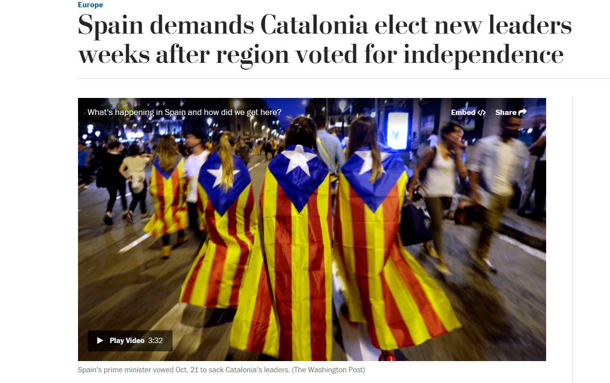 La prensa internacional se hace eco de la aplicación del 155 en Cataluña La prensa internacional se hace eco de la aplicación del 155 en Cataluña