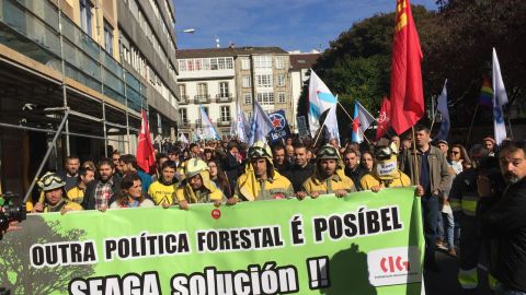 Manifestaci&oacute;n contra los incendios en Santiago