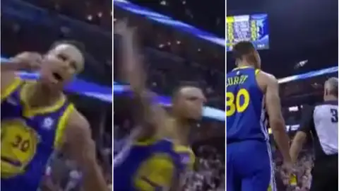 Curry lanza su protector bucal a un árbitro Curry lanza su protector bucal a un árbitro
