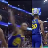 Curry lanza su protector bucal a un árbitro Curry lanza su protector bucal a un árbitro