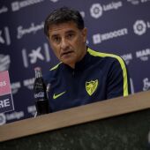 Míchel, entrenador del Málaga, en rueda de prensa