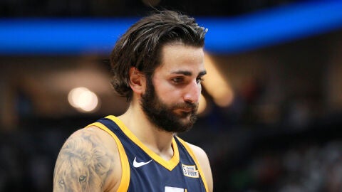 Ricky Rubio, durante un partido con los Jazz