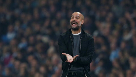 Pep Guardiola, durante el partido de la Copa Inglesa