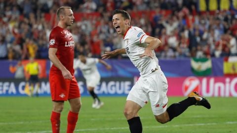Lenglet celebra su gol contra el Spartak