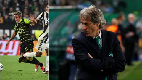 Jorge Jes&uacute;s, t&eacute;cnico del Sporting, y Coentrao
