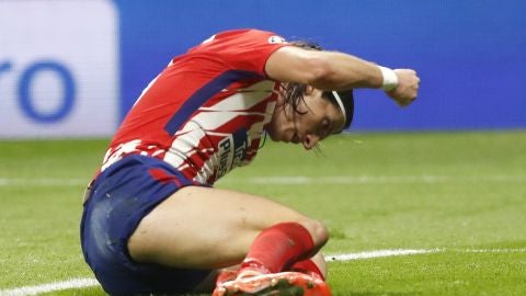 Filipe Luis, en el partido ante el Qarabag