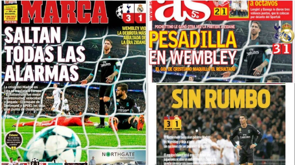 "Repaso", "Sin rumbo", "Pesadilla": el Real Madrid, señalado por la prensa tras la derrota en Wembley "Repaso", "Sin rumbo", "Pesadilla": el Real Madrid, señalado por la prensa tras la derrota en Wembley
