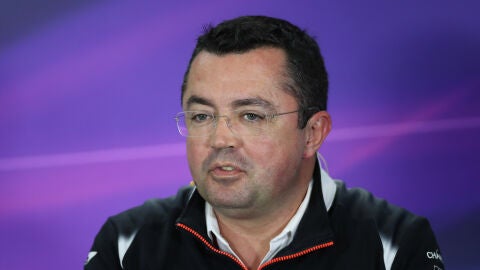 Boullier, durante una rueda de prensa
