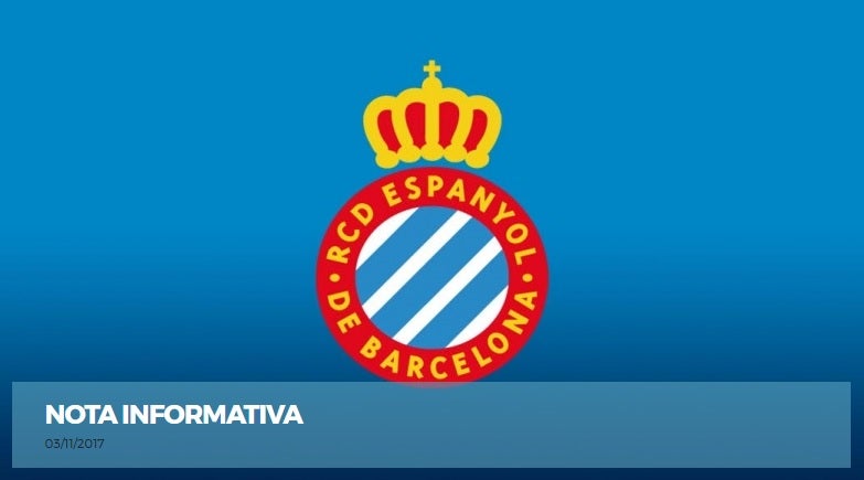 El Espanyol reitera su mensaje de "paz social" e insiste en su "obligada neutralidad" como entidad deportiva El Espanyol reitera su mensaje de "paz social" e insiste en su "obligada neutralidad" como entidad deportiva