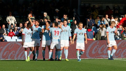 El Celta celebra un gol