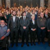 Puigdemont con los alcaldes en Bruselas