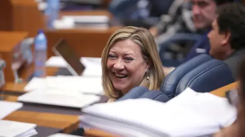 La consejera de Economía, Pilar del Olmo, durante el debate de totalidad del proyecto de presupuestos de la Comunidad La consejera de Economía, Pilar del Olmo, durante el debate de totalidad del proyecto de presupuestos de la Comunidad