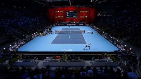 Momento del partido entre Khachanov y Medvedev