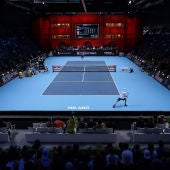 Momento del partido entre Khachanov y Medvedev