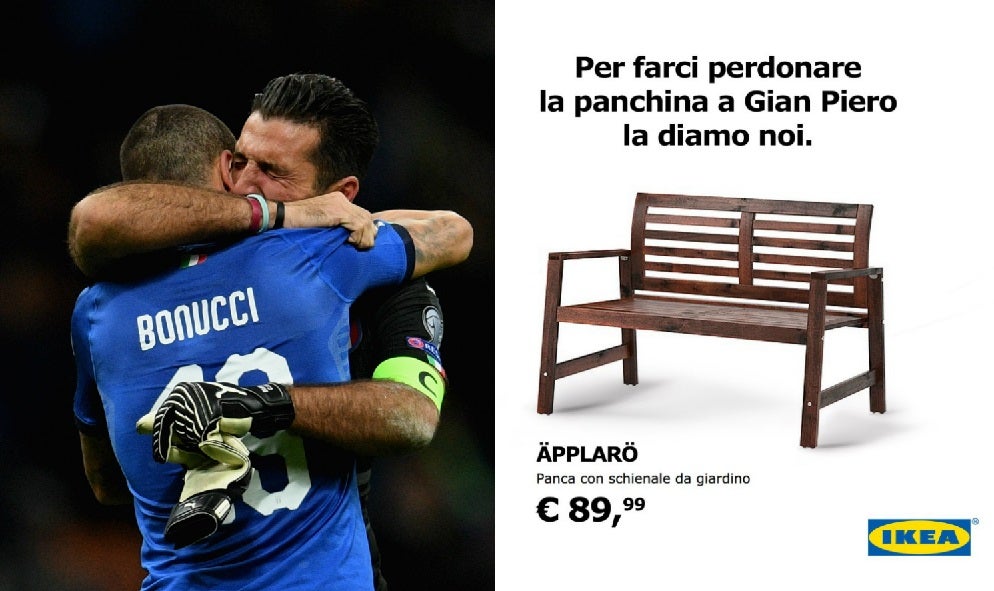 Ikea 'trolea' a Italia tras su eliminación del Mundial ante Suecia Ikea 'trolea' a Italia tras su eliminación del Mundial ante Suecia
