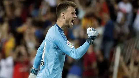 El portero del Valencia, Neto. El portero del Valencia, Neto.