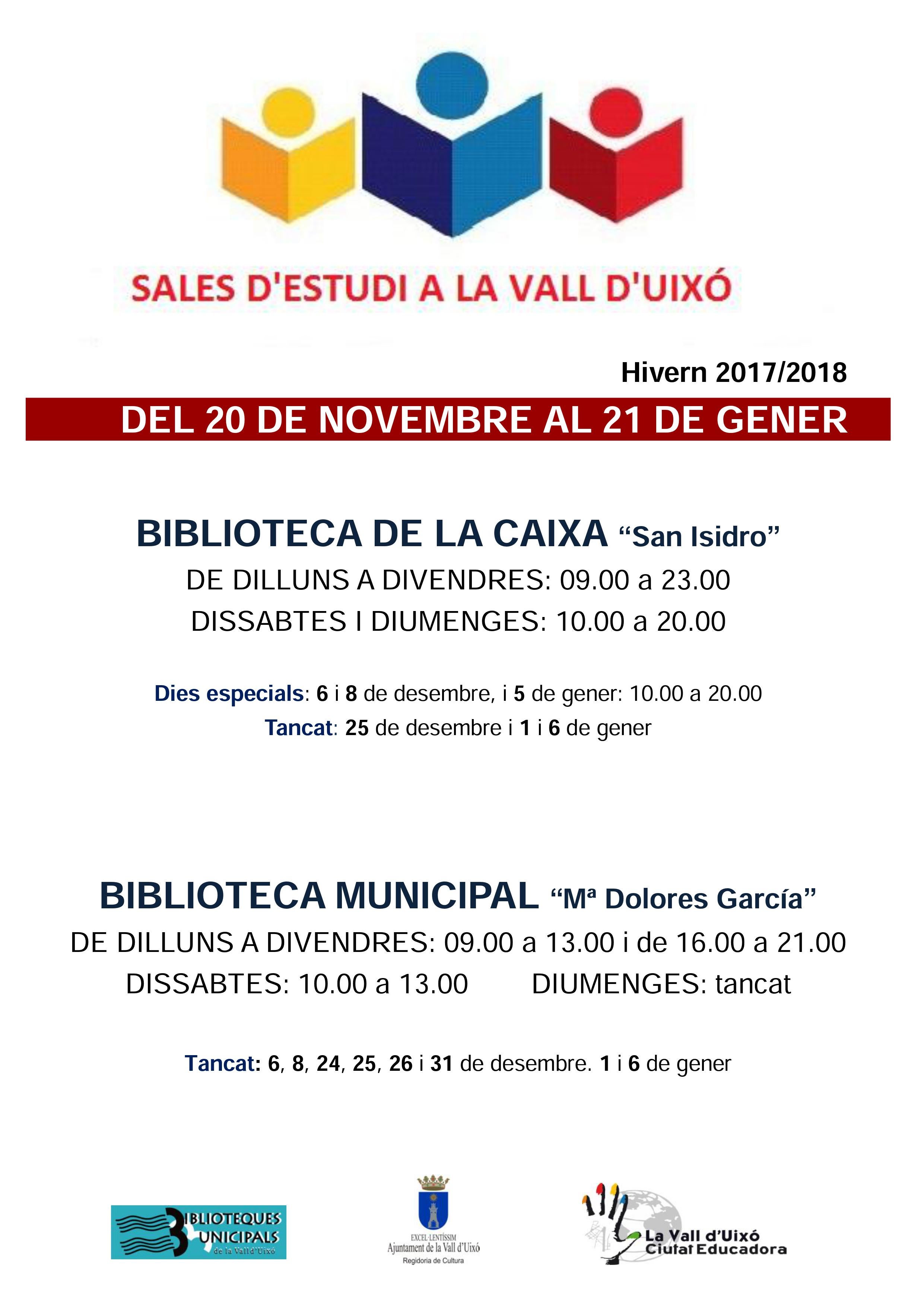 El Ayuntamiento de la Vall d’Uixó amplía el horario de biblioteca en exámenes El Ayuntamiento de la Vall d’Uixó amplía el horario de biblioteca en exámenes