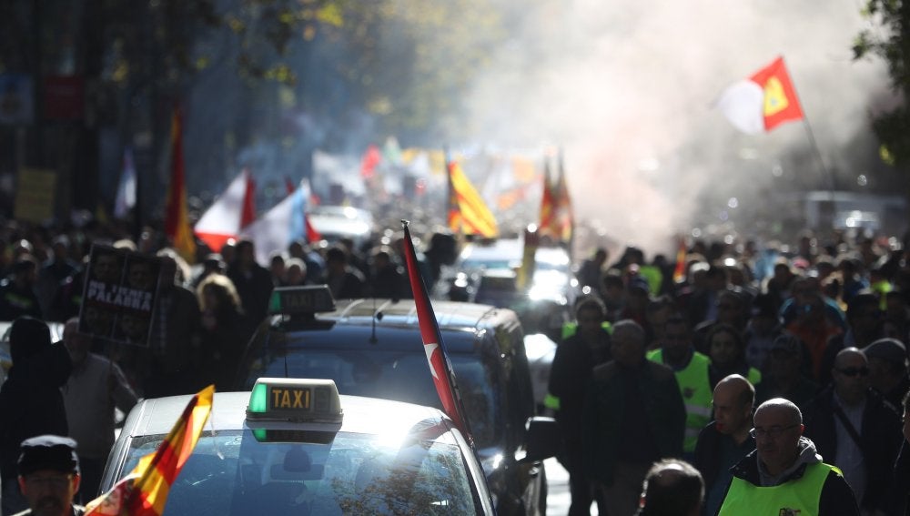 Miles de taxistas de toda España se manifiestan en Madrid 