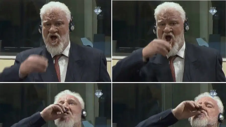 Slobodan Praljak tomando el veneno Slobodan Praljak tomando el veneno